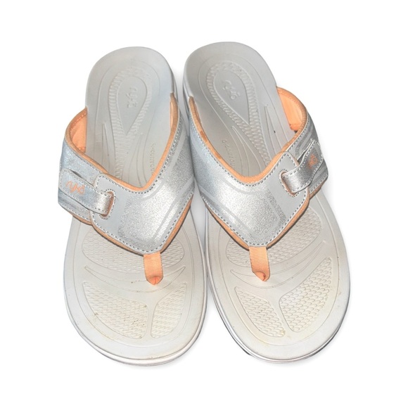 Ryka Womens Size 11 Flip Flop Sandals Silver and Orange - Picture 1 of 7